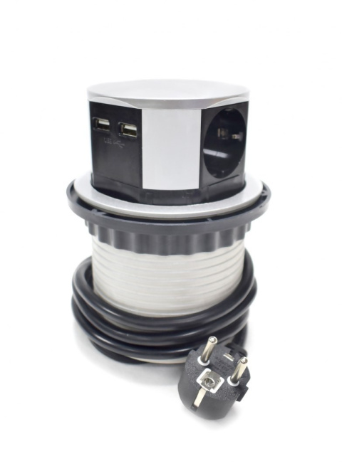 2-krotne gniazdo stołowe chowane z 2 usb 2-krotne gniazdo stołowe chowane z 2 usb