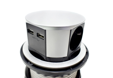 2-krotne gniazdo stołowe chowane z 2 usb 2-krotne gniazdo stołowe chowane z 2 usb