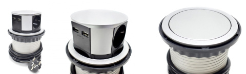 2-krotne gniazdo stołowe chowane z 2 usb 2-krotne gniazdo stołowe chowane z 2 usb