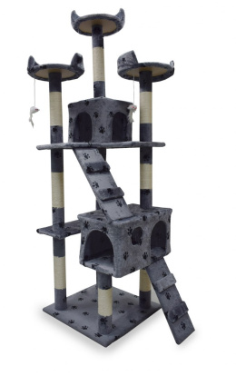 DRAPAK DLA KOTA JASNO- SZARY W ŁAPKI 170cm DOMEK DRZEWKO DRZEWO LEGOWISKO