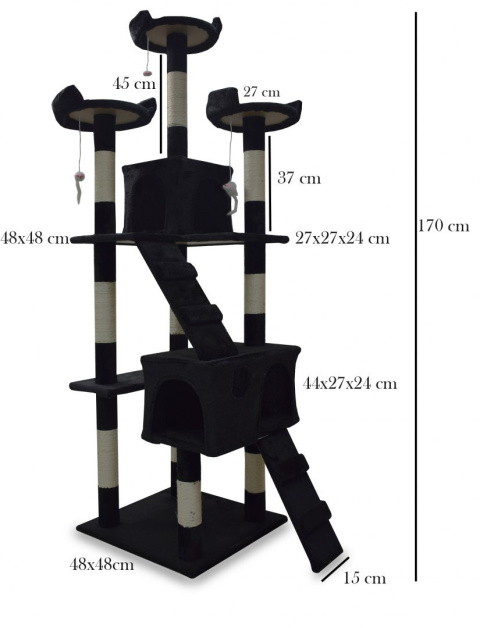DRAPAK DLA KOTA Czarny 170cm DOMEK LEGOWISKO DOMEK DRAPAK DLA KOTA Czarny 170cm DOMEK LEGOWISKO DOMEK