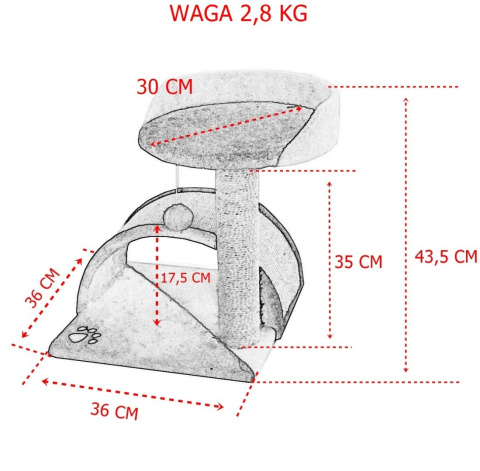 Drapak dla kota mały Legowisko+Budka biało-brązowy Drapak dla kota mały Legowisko+Budka biało-brązowy