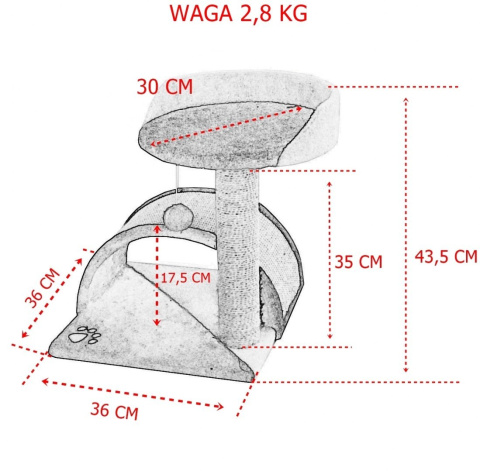 Drapak dla kota mały Legowisko+Budka biało-siwy Drapak dla kota mały Legowisko+Budka biało-siwy