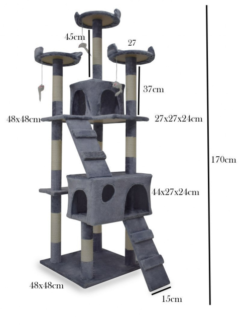 DRAPAK DLA KOTA JASNO SZARY 170cm DOMEK DRZEWKO DRZEWO LEGOWISKO DRAPAK DLA KOTA JASNO SZARY 170cm DOMEK DRZEWKO DRZEWO LEGOWISKO