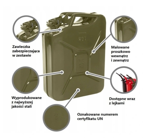 Stalowy kanister na paliwo 20 litrów BITUXX Stalowy kanister na paliwo 20 litrów BITUXX