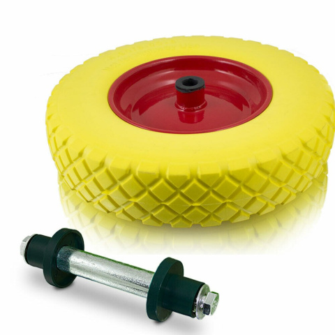 Taczka ogrodowa z żółtym kołem PU do 250kg 100l Taczka ogrodowa z żółtym kołem PU do 250kg 100l