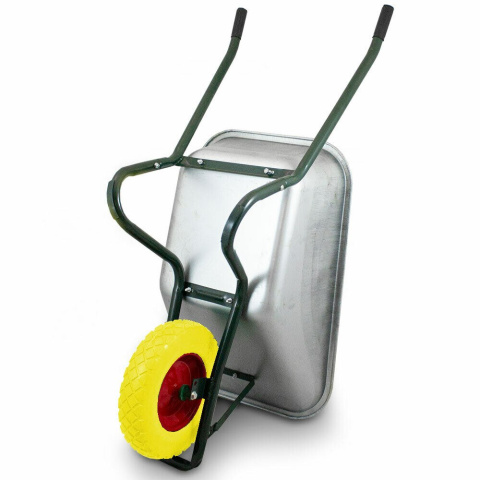 Taczka ogrodowa z żółtym kołem PU do 250kg 100l Taczka ogrodowa z żółtym kołem PU do 250kg 100l