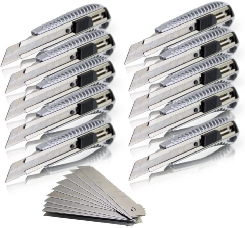 20szt. Nożyk Do Tapet 18mm Aluminiowy Łamane Ostrze