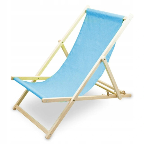 LEŻAK PLAŻOWY OGRODOWY DREWNIANY SKŁADANY REGULOWANY NIEBIESKI LEŻAK PLAŻOWY OGRODOWY DREWNIANY SKŁADANY REGULOWANY NIEBIESKI