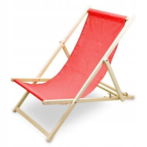 LEŻAK PLAŻOWY OGRODOWY DREWNIANY SKŁADANY REGULOWANY CZERWONY LEŻAK PLAŻOWY OGRODOWY DREWNIANY SKŁADANY REGULOWANY CZERWONY