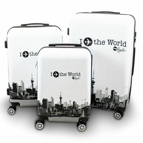 Walizki set Fly the world białe Walizki set Fly the world białe