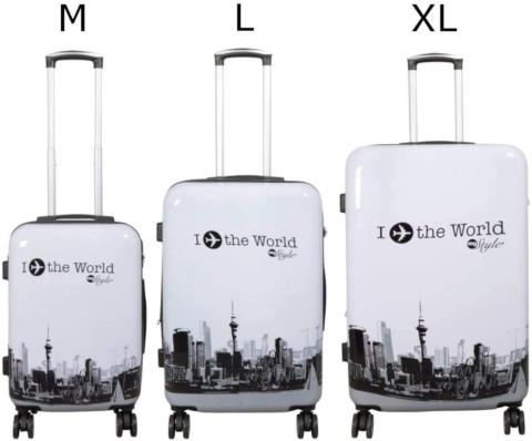 Walizki set Fly the world białe Walizki set Fly the world białe