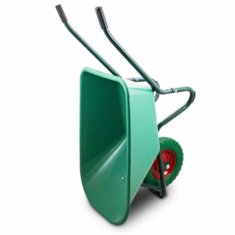 Taczka Ogrodowa/Budowlana Jednokołowa PU 100L 250kg Misa PVC Zielone Koło Taczka Ogrodowa/Budowlana Jednokołowa PU 100L 250kg Misa PVC Zielone Koło