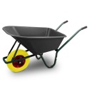 Taczka Ogrodowa/Budowlana Jednokołowa 100L 250kg Misa PVC CZARNA Koło PU Żółte
