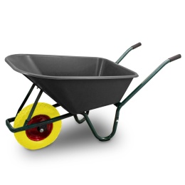 Taczka Ogrodowa/Budowlana Jednokołowa 100L 250kg Misa PVC CZARNA Koło PU Żółte