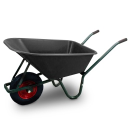 Taczka Ogrodowa/Budowlana Jednokołowa 100L 250kg Misa PVC CZARNA Czarne koło PU