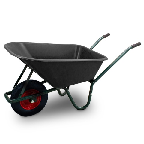 Taczka Ogrodowa/Budowlana Jednokołowa 100L 250kg Misa PVC CZARNA Czarne koło PU