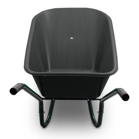Taczka Ogrodowa/Budowlana Jednokołowa 100L 250kg Misa PVC CZARNA Zielone koło PU