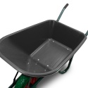 Taczka Ogrodowa/Budowlana Jednokołowa 100L 250kg Misa PVC CZARNA Zielone koło PU