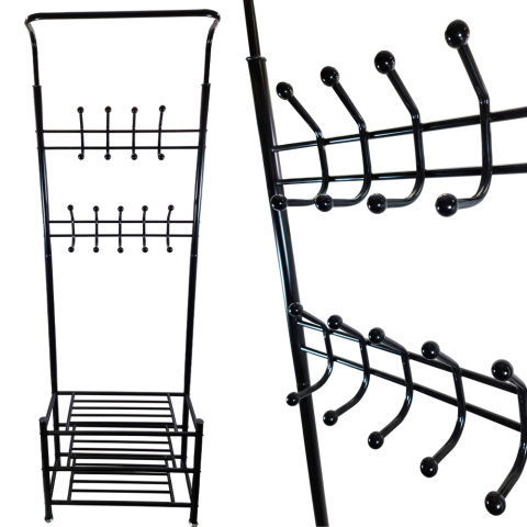 Wieszak stojący na ubrania obuwie na korytarz przedpokój czarny