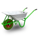 Taczka Ogrodowa/Budowlana Jednokołowa 100L 250kg Misa PVC CZARNA Zielone koło PU