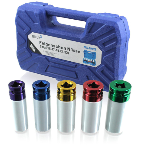 Nasadki udarowe do kół alufelg 15 17 19 21 22mm 1/2" Nasadki udarowe do kół alufelg 15 17 19 21 22mm 1/2"