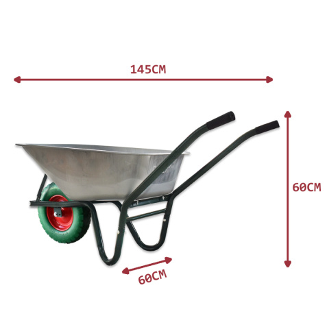 Taczka ogrodowa z zielonym kołem PU do 250kg 100l Taczka ogrodowa z zielonym kołem PU do 250kg 100l