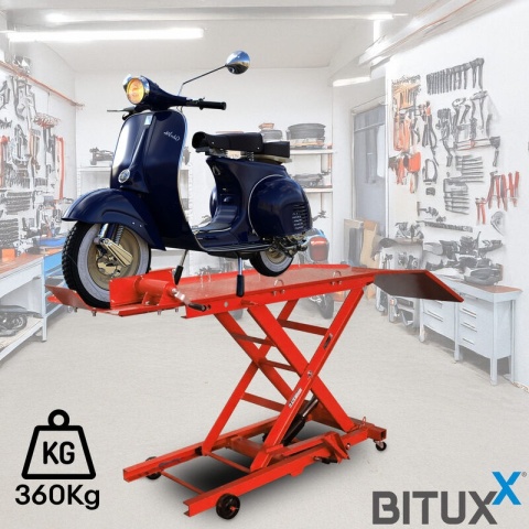 Podnośnik nożycowy hydrauliczny platforma serwisowa do 360kg czerwony Podnośnik nożycowy hydrauliczny platforma serwisowa do 360kg czerwony