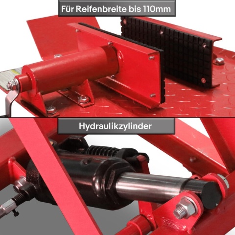 Podnośnik nożycowy hydrauliczny platforma serwisowa do 360kg czerwony Podnośnik nożycowy hydrauliczny platforma serwisowa do 360kg czerwony