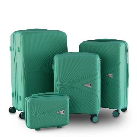 Zestaw 4 Walizek BERWIN ABS – Morska Bryza (Turkus / Morski) | XL, L, M + Kuferek