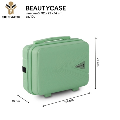 Zestaw 4 walizek BERWIN ABS – Miętowy / Mięta (XL, L, M + Kuferek)