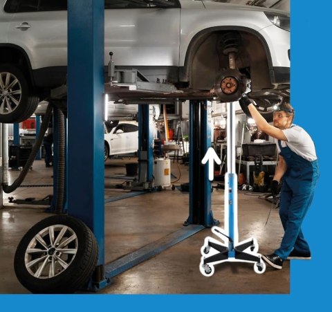 Hydrauliczny podnośnik do skrzyń biegów mobilny do 500kg niebieski