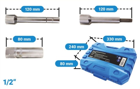Klucze do montażu demontażu amortyzatorów 1/2" 18 elementów