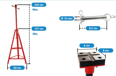 Podpora kobyłka osiowa 2T czerwona