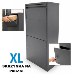 Skrzynka na paczki pocztowa XL z klapą zabezpieczającą szara BITUXX