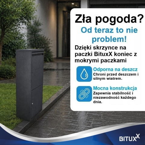 Skrzynka na paczki pocztowa XL z klapą zabezpieczającą szara BITUXX