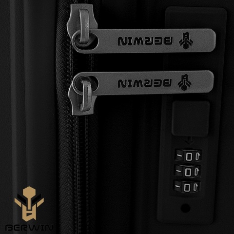 Zestaw 4 Walizek BERWIN ABS – Czarne | XL, L, M + Kuferek, obrotowe kółka 360°