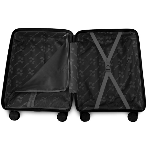 Zestaw 4 Walizek BERWIN ABS – Czarne | XL, L, M + Kuferek, obrotowe kółka 360°