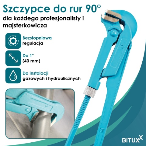 Klucz nastawny szwedzki do rur 1" 90°
