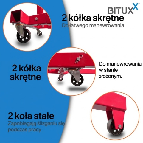 Podnośnik do Silników 2T Żuraw Warsztatowy Hydrauliczny Składany BITUXX Czerwony